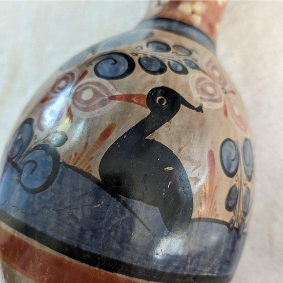 Vintage Tonala Hand Painted Mexican Folk art Pottery Vase - Picture 6 of 15